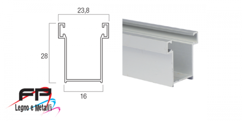 Guida in alluminio estruso A16 28 x 16 mm